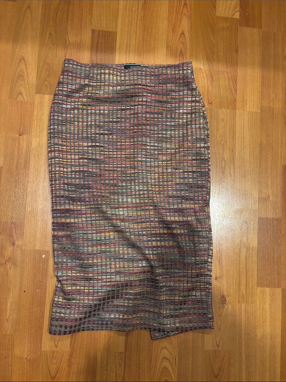 le chateau Multicolor Tweed Pencil Skirt in Brown and Rust